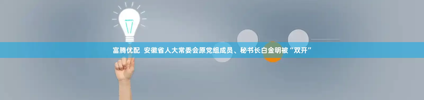富腾优配  安徽省人大常委会原党组成员、秘书长白金明被“双开”