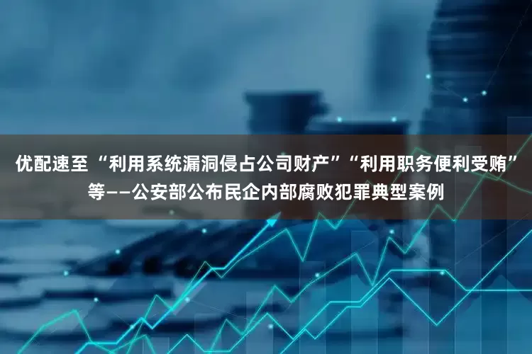 优配速至 “利用系统漏洞侵占公司财产”“利用职务便利受贿”等——公安部公布民企内部腐败犯罪典型案例